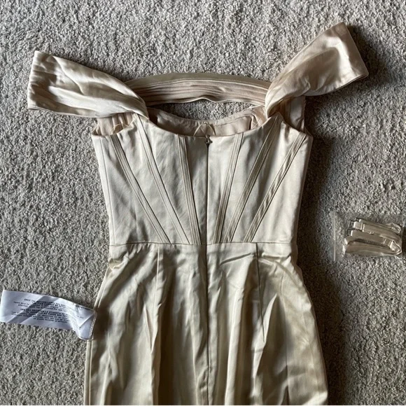 Dress The Population Melania Off the Shoulder Gown Maxi Dress Champagne Size XS - Picture 7 of 13